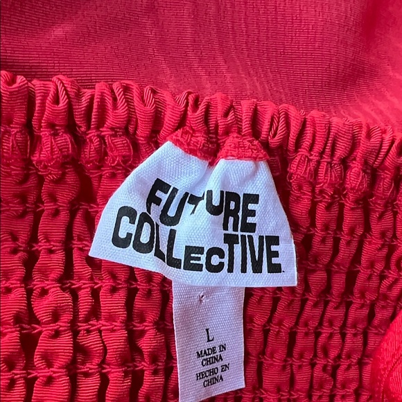 Future Collective Red Shantung  Spaghetti Strap Statement Pink Bow Mini Dress - Picture 3 of 11